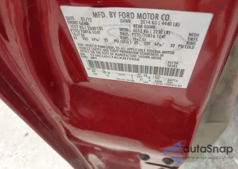 2012 Ford Escape Xls из США, поврежденный, VIN 1FMCU0C74CKB75558